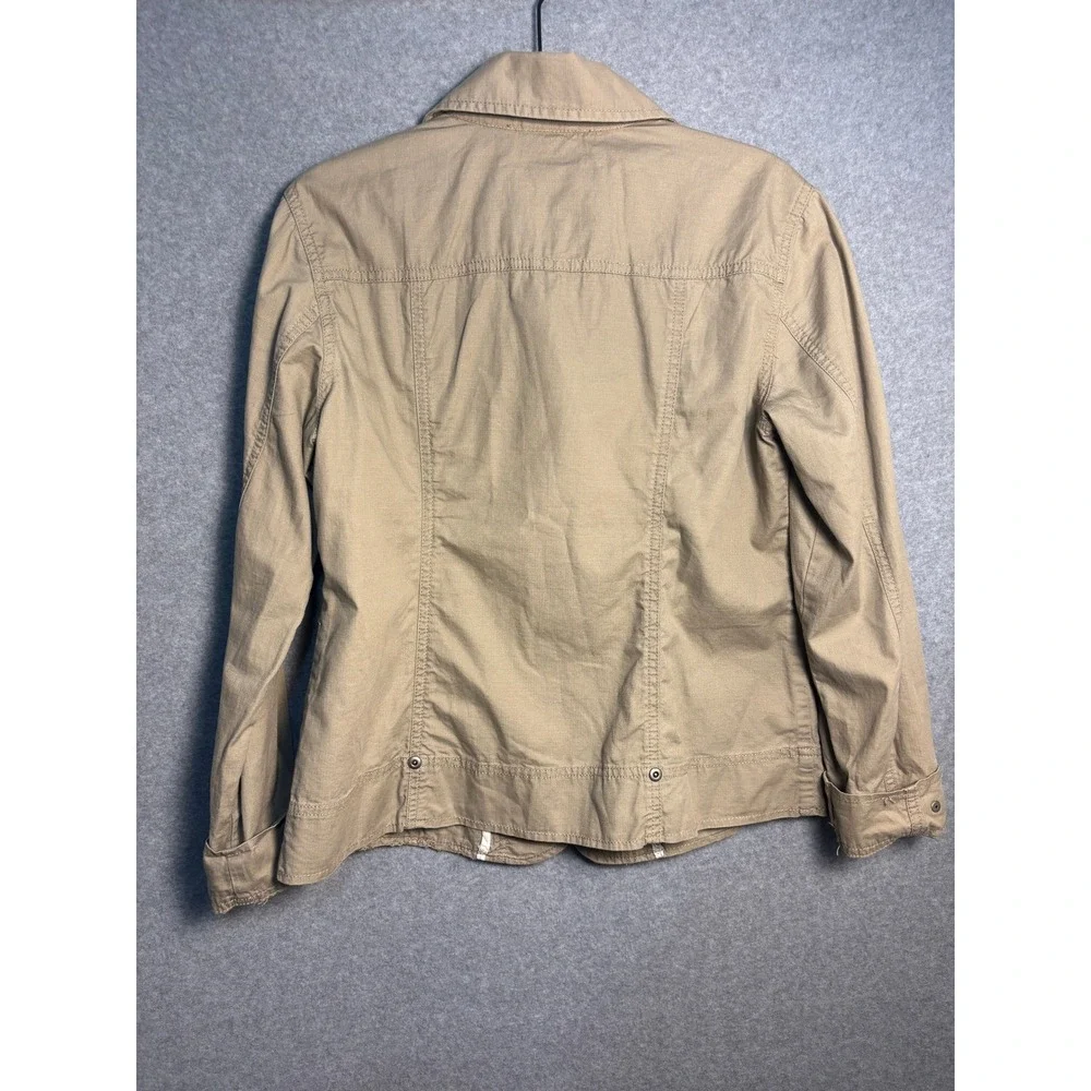Chico's Embroidered Utility Jacket Beige Cotton Blazer Coat‎ Size 0 S